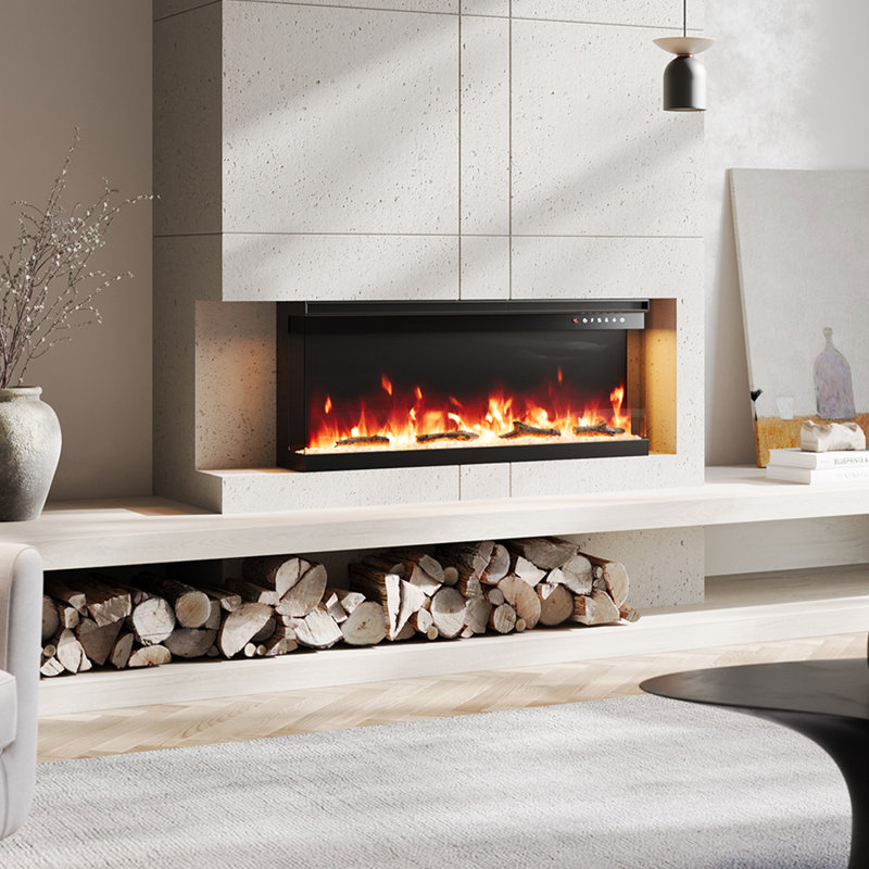 Flores 50inch Recessed/Freestanding Electric Fireplace, 44cm H x 101.8cm W x 20cm D