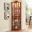 Glass Cabinet Lighted Corner Cabinet Corner Display Curio Cabinet, Glass Display With Light(Included)Bar Cabinet,Wine Cabinet With Adjustable Glass Shelves Carved Decoration Light(Included)-1038291790