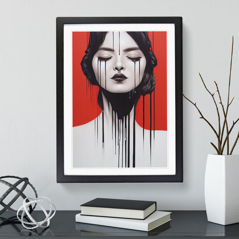 Painted Woman No.1 Abstract - Print, 66cm H x 48cm W, Black Framed, White