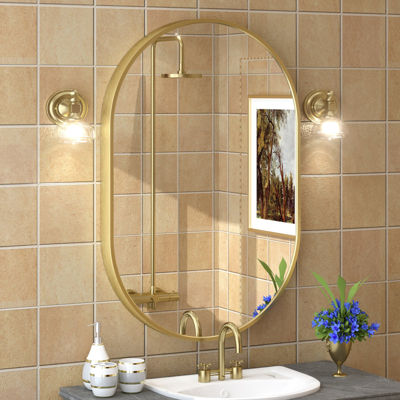 Miroir mural Amara, 36 po x 24 po, Or brossé
