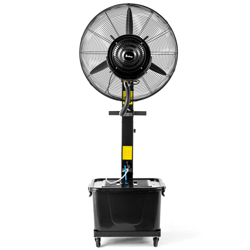 3 Speeds Outdoor Misting Pedestal Fan In Black, 70.9" H x 32.1" W x 19.3" D