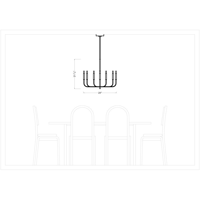 Brianna 6 - Light Candle Style Classic / Traditional Chandelier, Aged Iron