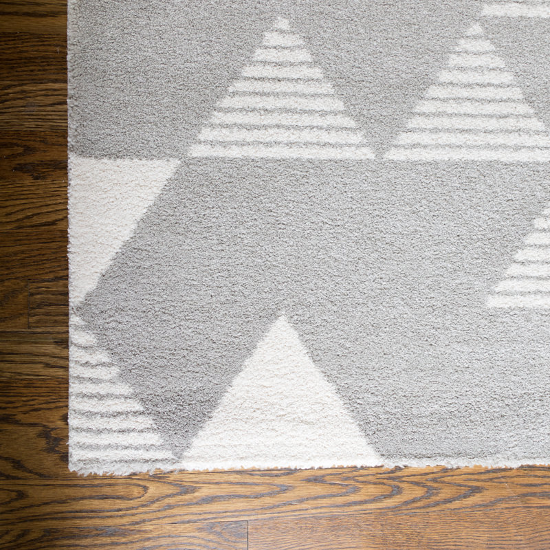 Tapis gris à motif géométrique Elle, Rectangle 5 pi 3 po x 7 pi