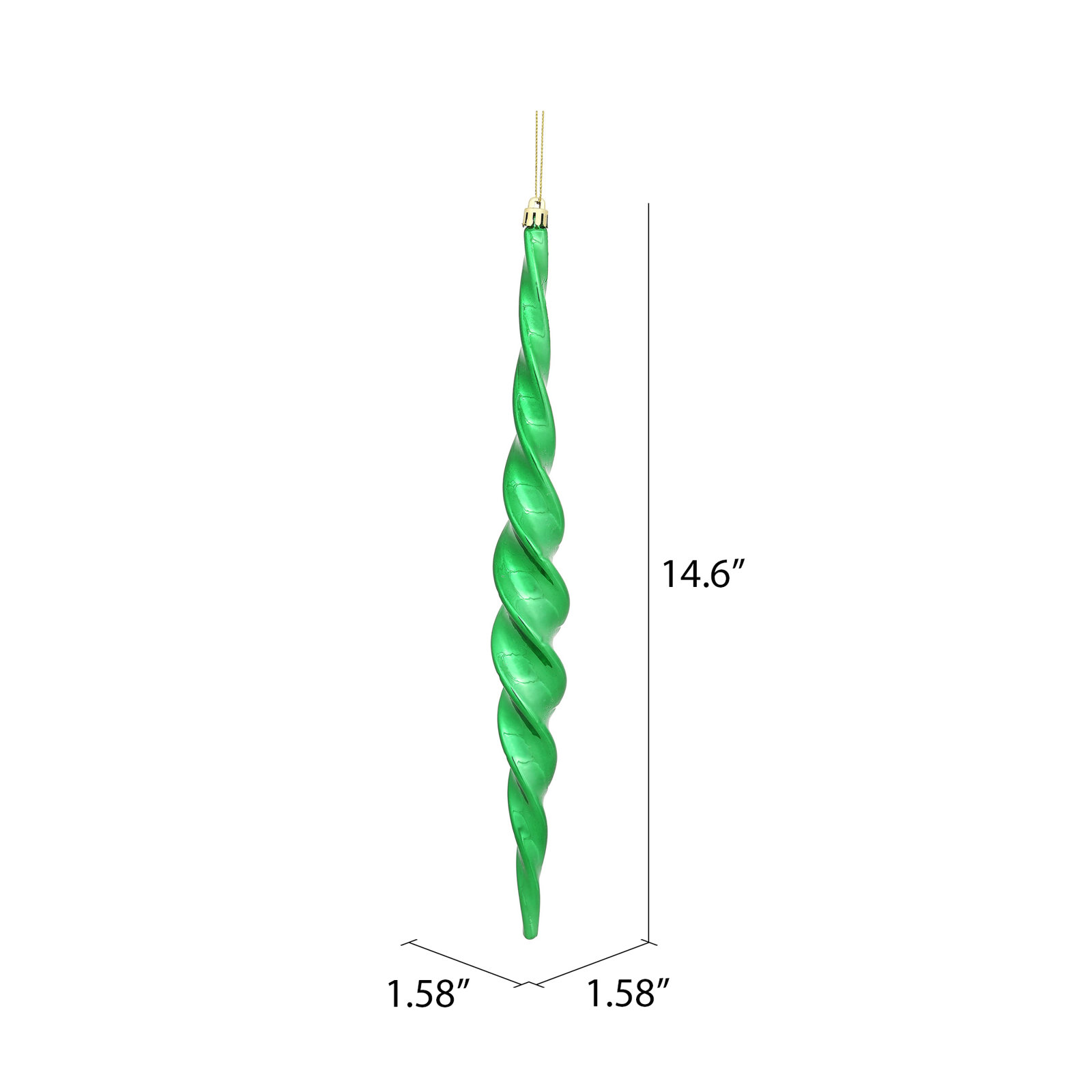 Shiny Spiral Icicle Christmas Ornament, Green