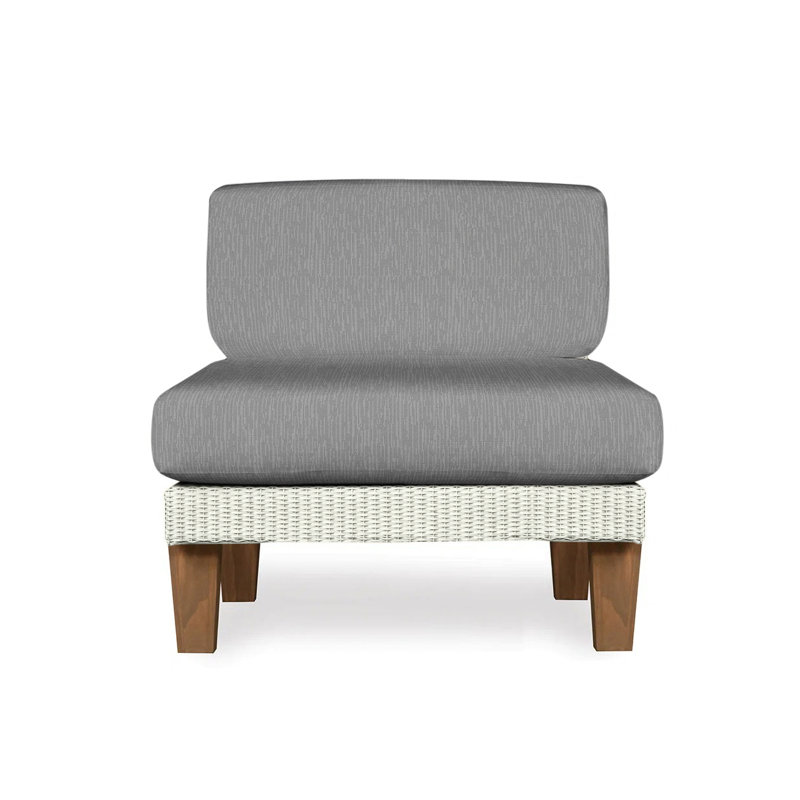 Catalina Outdoor Teak Lounge Chair, Remy Pebble, Ivory