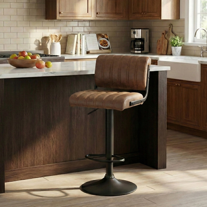 Cholet Puttney Height Adjustable Swivel Bar Stool, Brown