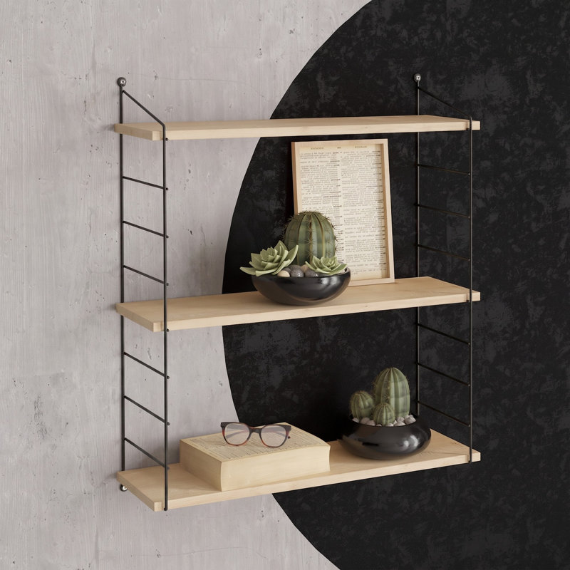 Modern Wall Shelf, 28.3 x 33.5 x 7.9 inches | 100% Melamine Coated Particle Board, Thickness: 0.7 inches | Includes Metal Bracket, Numerous Shelves, Wall-Mounted Design for Stylish Storage Solutions