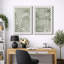 Abstrait botanique «feuilles de palmier tropical vert sauge délavé, images murales minimalistes modernes et simples, impression sur toile encadrée 2 pièces, ensemble de 16 x 24 x 2, 24 x 36 x 2-119463647-92285724-92285725