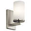 Applique murale de salle de bain 1 lumière en nickel brossé avec abat-jour en verre gravé-79290743