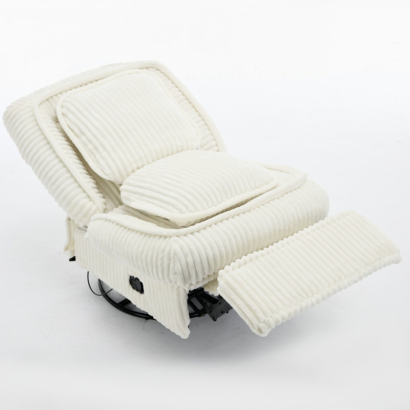 Chaise berçante pivotante rembourrée, Velours côtelé beige / polyester