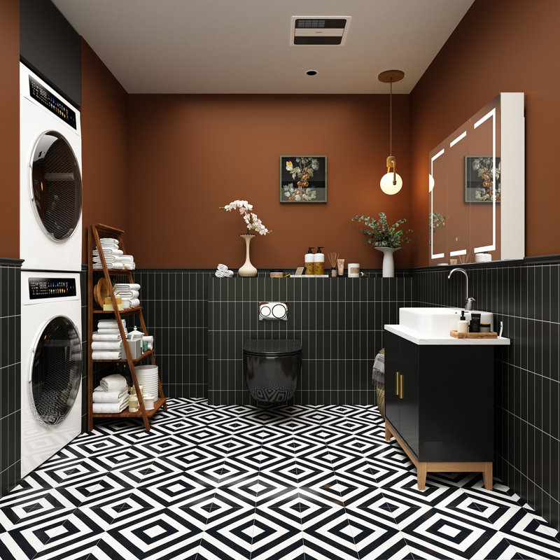 Ensemble de meuble-lavabo simple 47,2 po avec plateau en céramique et miroir Trienette