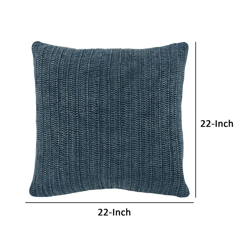 Rowan Square Cotton Pillow Cover & Insert, Blue