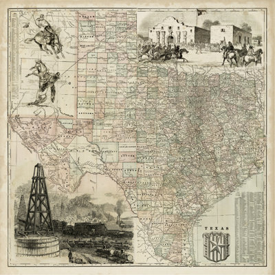 Map Of Texas - Wrapped Canvas Painting
