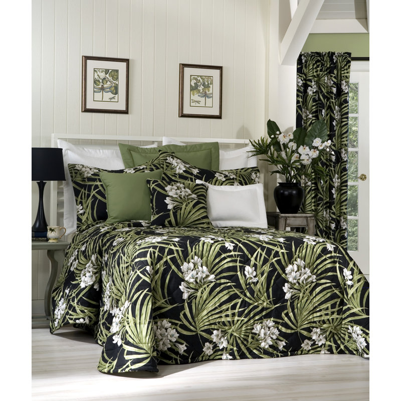 Cozumel Tropical Cotton Floral Bedspread, King, Cream