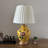Yellow Ceramic Table Lamp Butterfly Flowers LED Blub Included 12"W*12"D*22"H