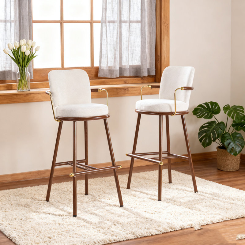 Upholstered Bar Stool with Metal Frame