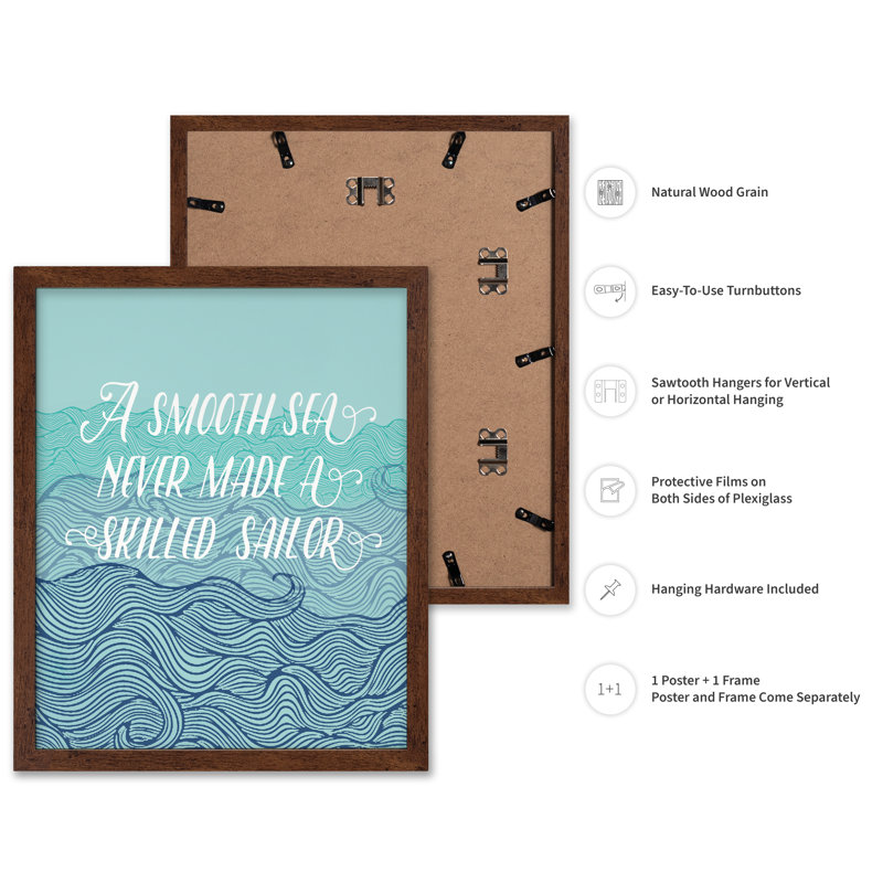 Une mer lisse, Affiche, H 24 po x l 32 po, Encadrement brun
