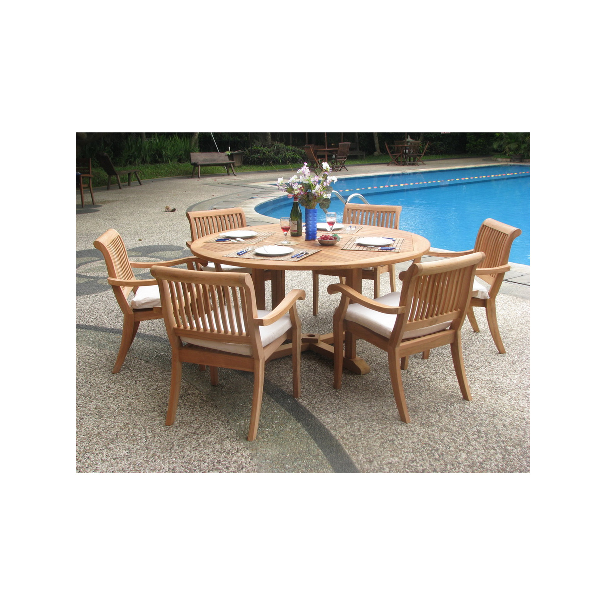 Masten Round 6 - Person Outdoor Dining Set, 72" L x 72" W x 31" H, 6