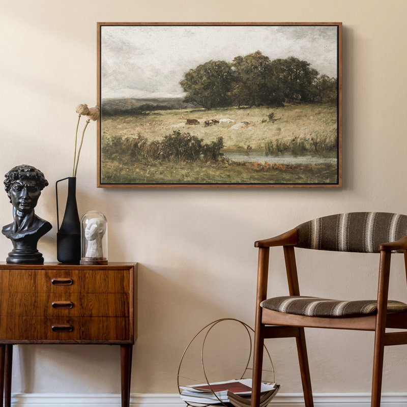Paysage rétro - CML XXIX, Toile encadrée noyer flottant, H 17 po x l 25 po x P 2 po