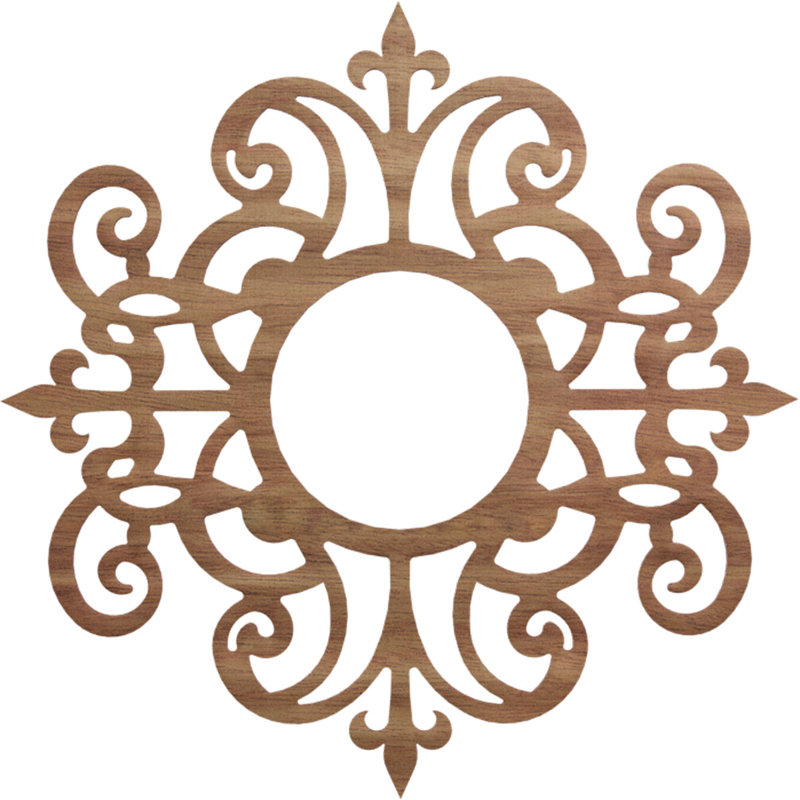 Médaillon de plafond en bois Dijon, H 30 po x l 30 po x P 0,25 po, Noyer