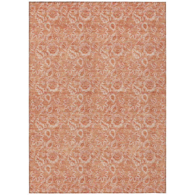 Washable Floral Indoor / Outdoor Rug, Rectangle 3' x 5'