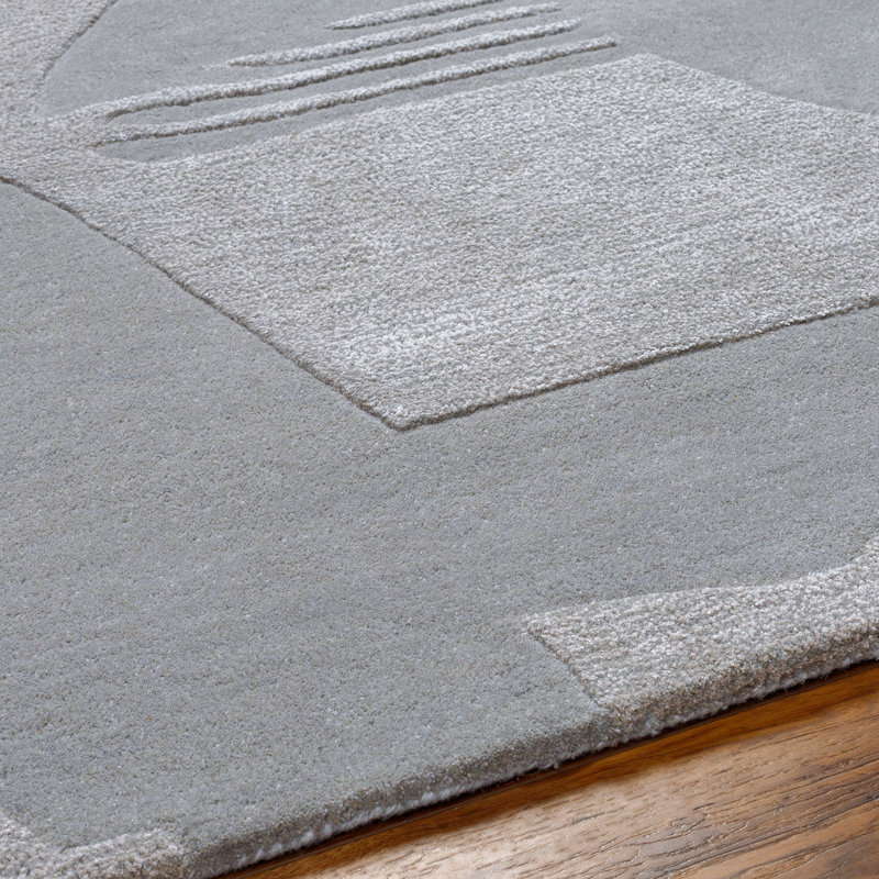 Hand-Tufted Beige Wool and Viscose Rectangular Rug 2' x 3'