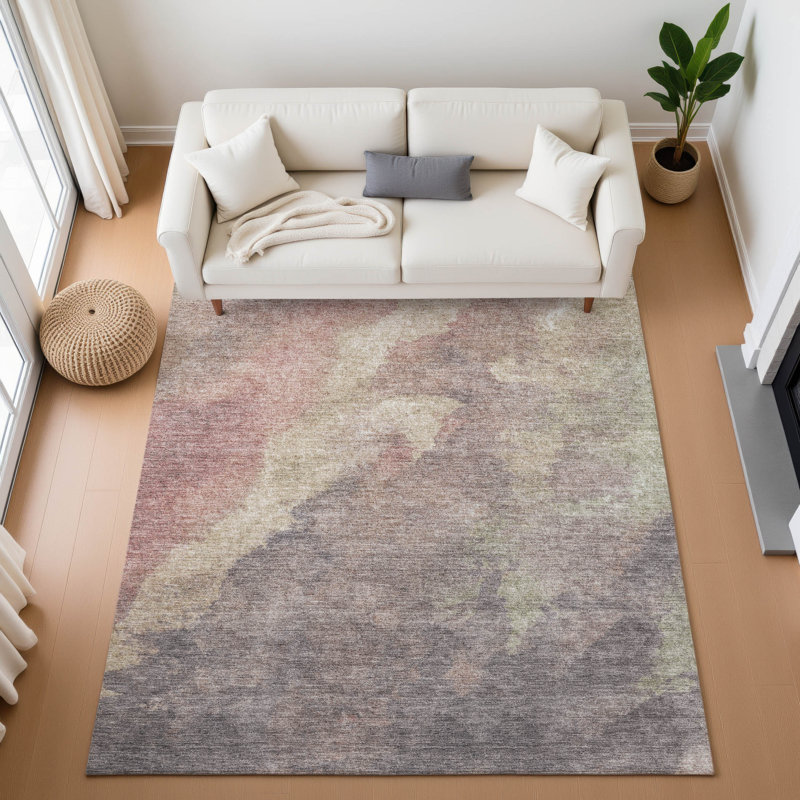 Tapis abstrait lavable à la machine de qualité supérieure Mundell, Rectangle 10 pi x 14 pi