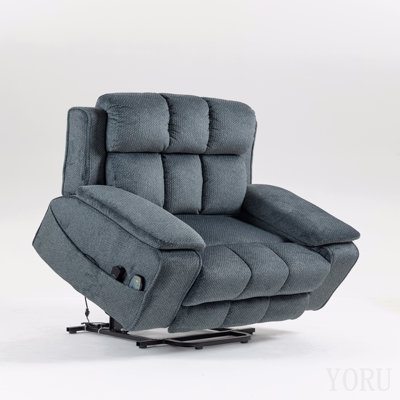 Fauteuil inclinable à plat surdimensionné avec chaleur et massage, repose-pieds allongé et porte-gobelet de rangement latéral, charge USB de type C pour adultes âgés