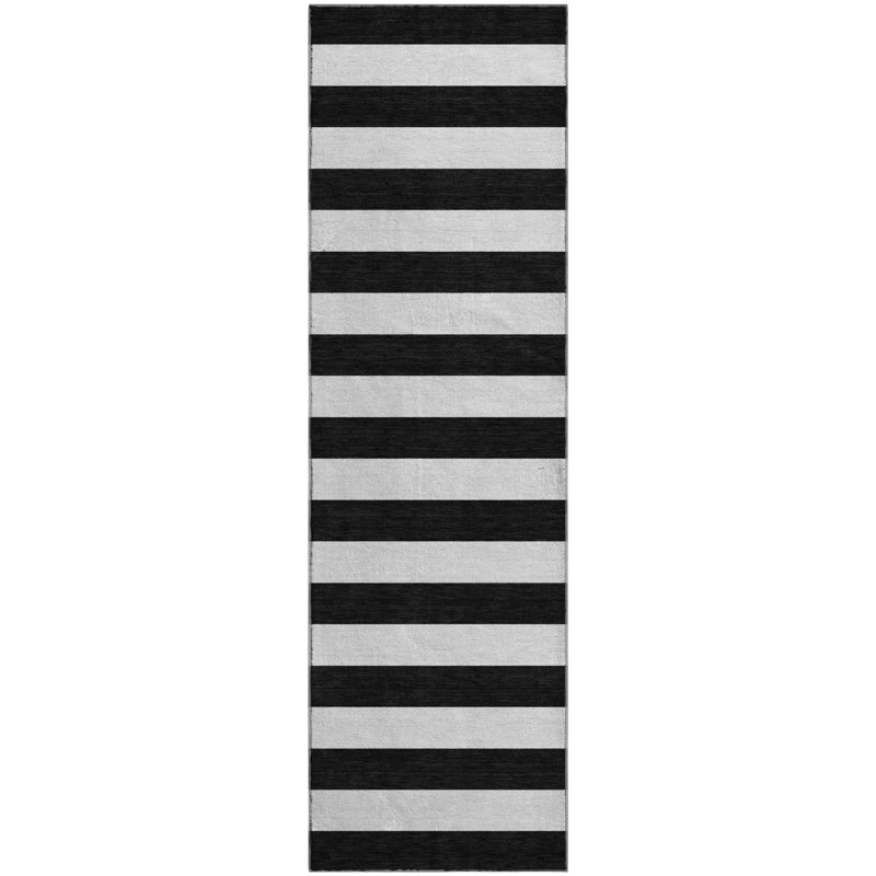 Tapis noir Cerrito AMF528 lavable à la machine de qualité supérieure Cerrito, Tapis de couloir 2 pi 3 po x 7 pi 6 po