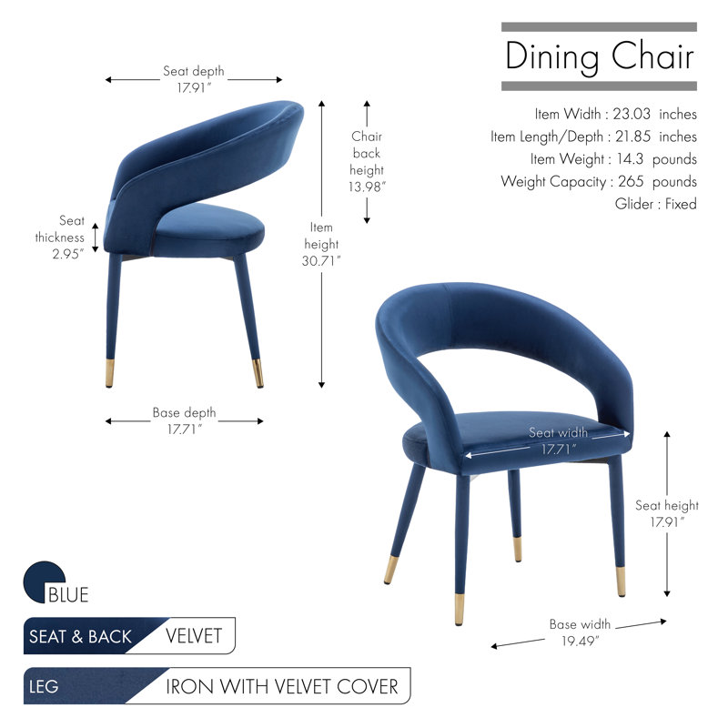 Sina 17.91'' H Velvet Upholstered Armchair, Blue