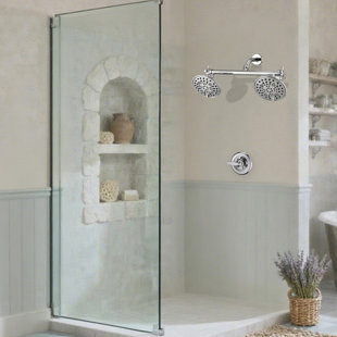 Double Shower Head, High Pressure 6 Setting Dual Shower Head Design For Couple Or Single On Walk-in Bathroom