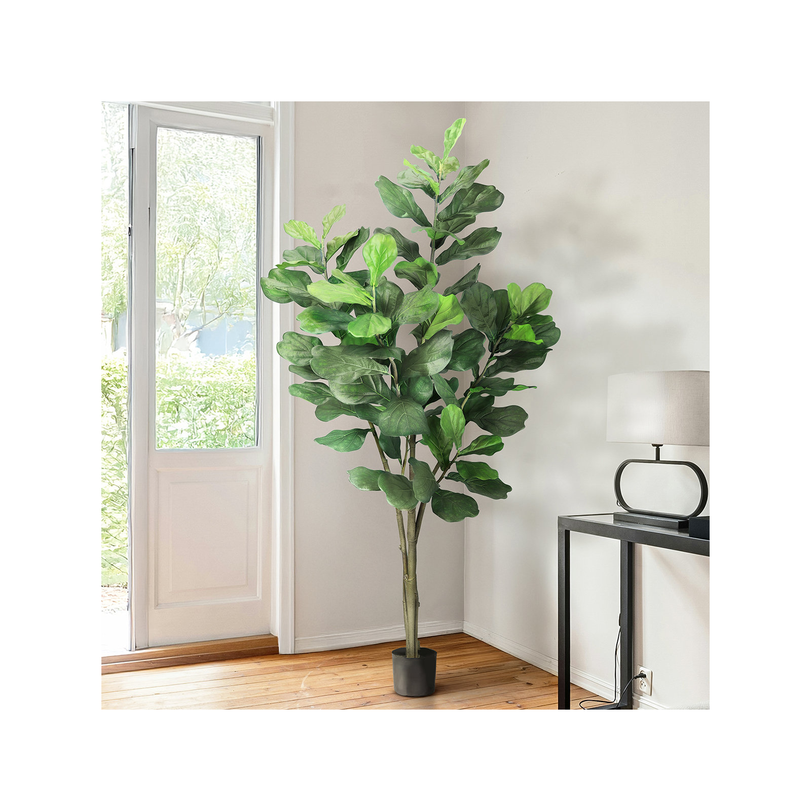 Faux Fiddle Leaf Fig Tree in Pot, 84" x 40"