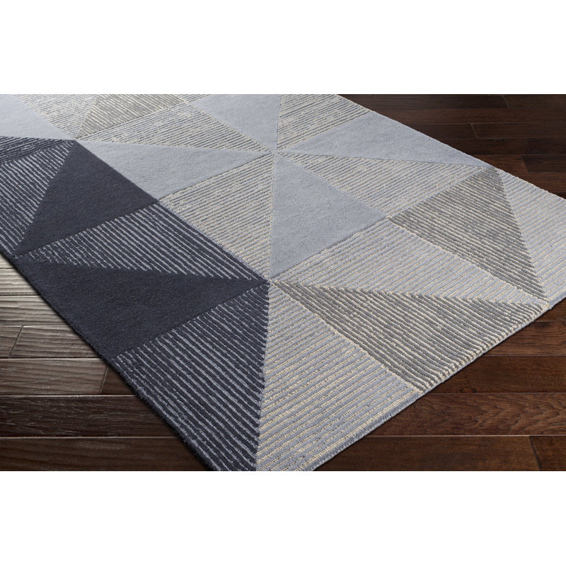 Kennedy Wool Geometric Area Rug in Beige, Rectangle 2' x 3'