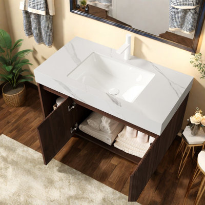 Meuble-lavabo (doit inclure le meuble-lavabo et le lavabo) 36 po Noyer