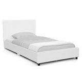 Delta Children Upholstered Twin Size Bed With Headboard, Premium Wood Slat Support, No Box Spring Needed, Easy Assembly, Velvet