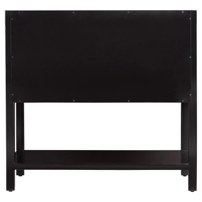 36" Robertson Single Bathroom Vanity Set with Oval Undermount Sink, Arctic White Quartz, 8" Widespread, Black