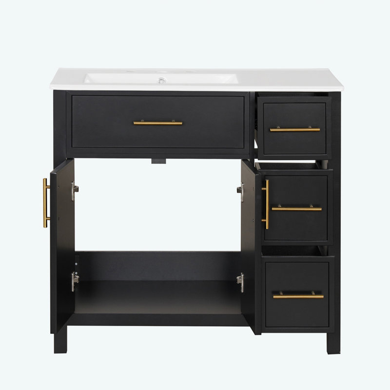 36" Bathroom Vanity with Sink Top, Black