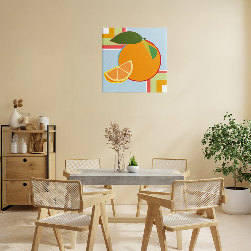 Toile à motif géométrique de fruits orange, design par Daniela Santiago, H 17 po x l 17 po