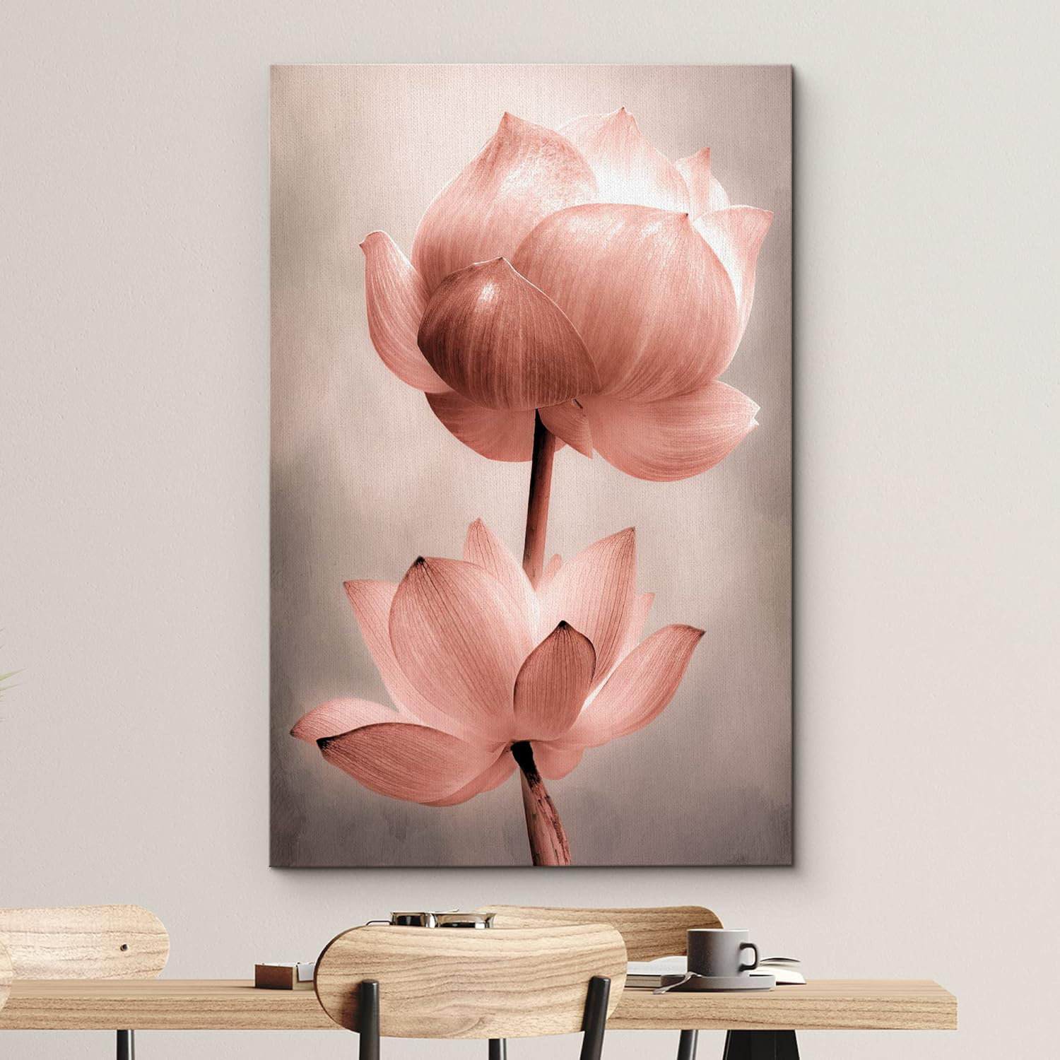 IDEA4WALL Bright Closeup Of Lotus Flower Framed Pictures Floral