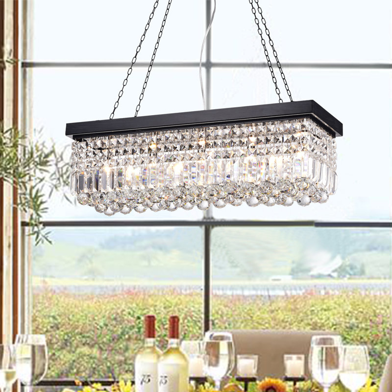 Lustre cylindrique unique à 5 lumières avec détails en cristal Daryn, Brun / Noir