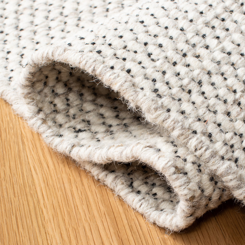 Estien Flat Weave Wool/Cotton Solid Color Rug in Ivory, Rectangle 9' x 12'