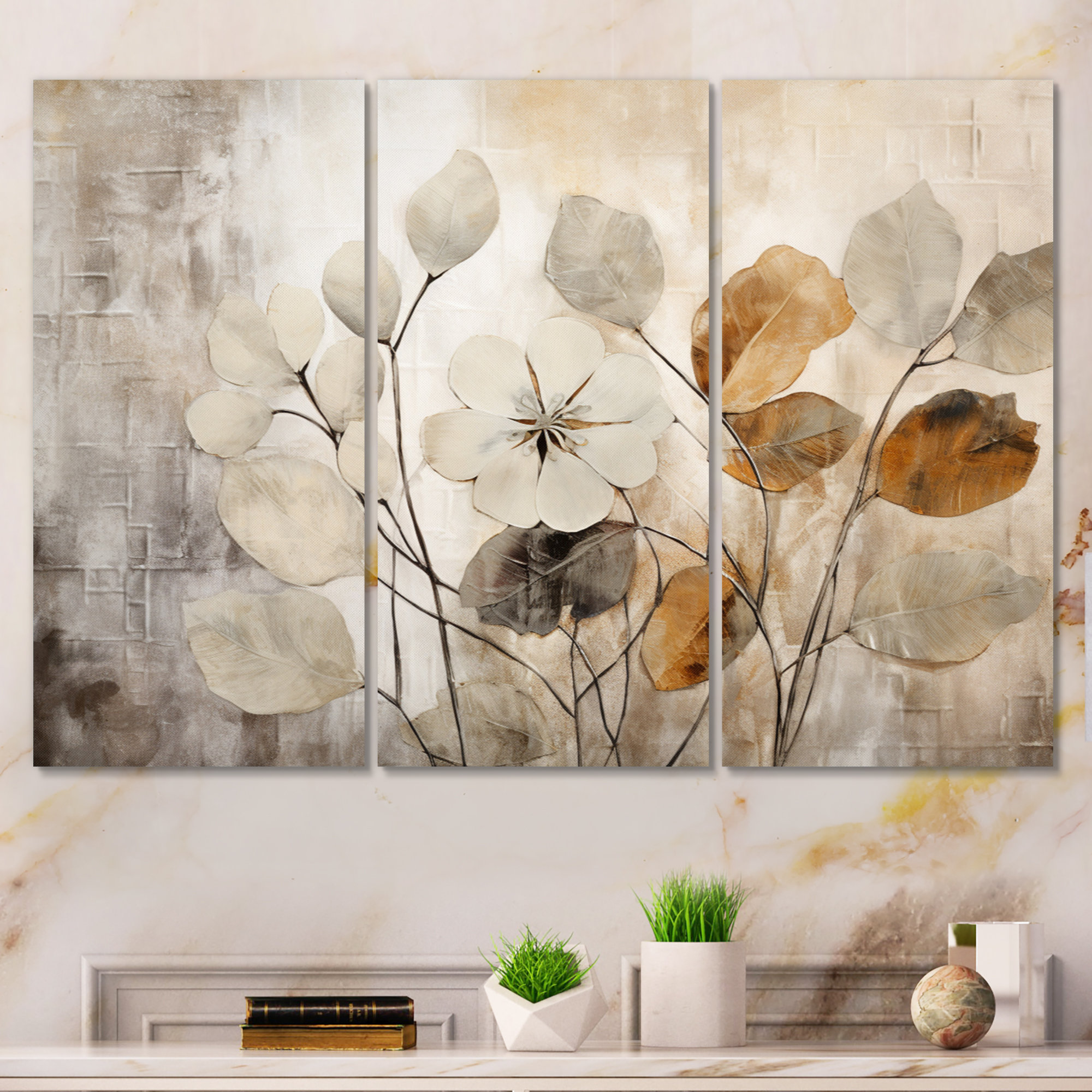 Red Barrel Studio Beige Botanical Imp...