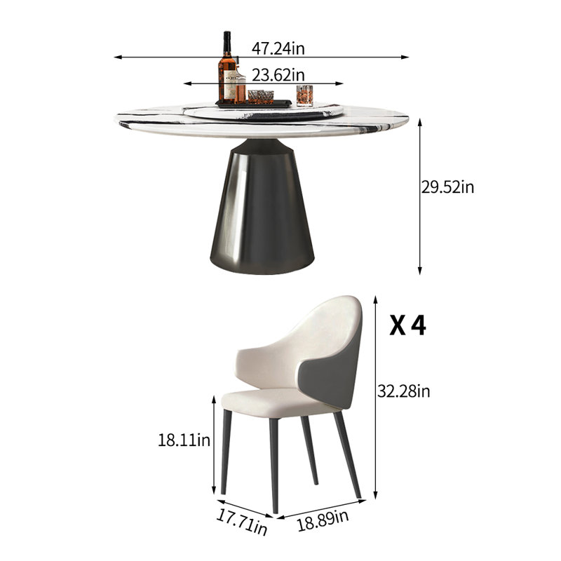 Luxury Simple Marble Round Dining Table Set