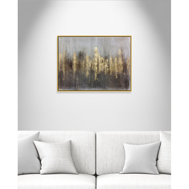 Reproduction d'art sur toile avec cadre doré - Forêts dorées, H 30 po x l 40 po x P 2 po, Cadre doré