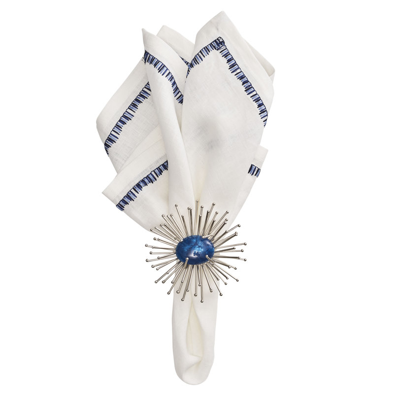 Filament 21" Linen Napkin, White/Navy