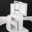 Small Size Left Bedside Cabinet Vanity Table + Cushioned Stool, Large Sliding, Touch Control, Tri-Color Switching, Brightness Adjust LED Mirror, High Capacity Storage-854290373
