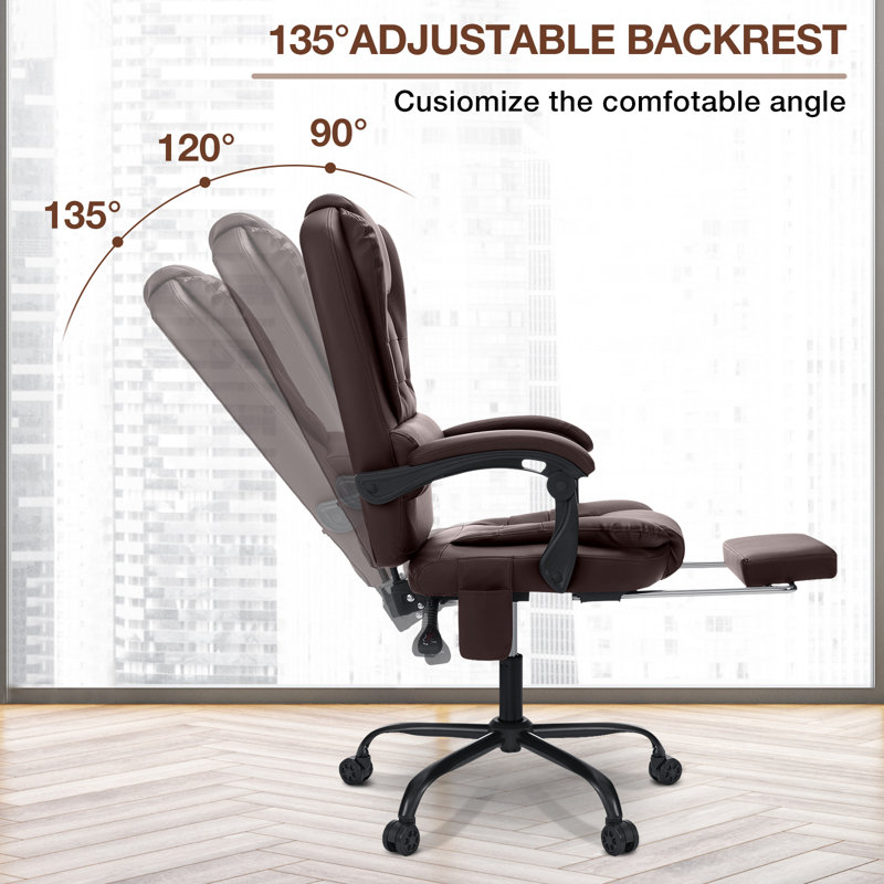 Fauteuil de bureau ergonomique avec vibrations Hargun, Brun