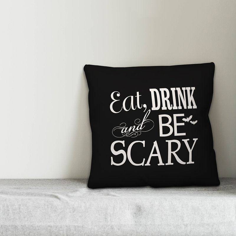  Housse de coussin Eat Drink and Be Scary, 16 po x 1 po