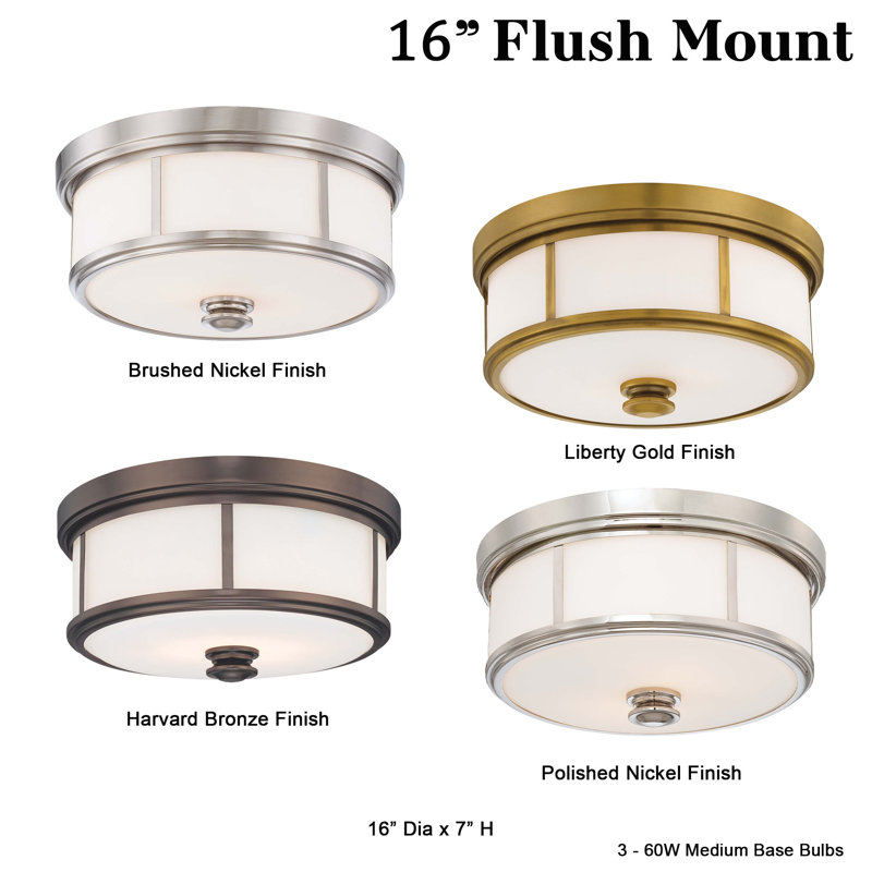 Wilcher 3 - Light Flush Mount, Polished Nickel, 7" H x 16" W x 16" D