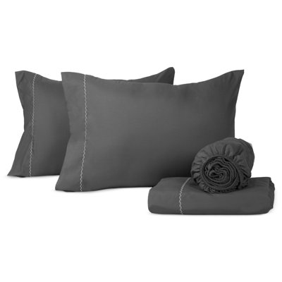 1800 Series Double Brushed Microfiber Full Dark Gray Sheet Set